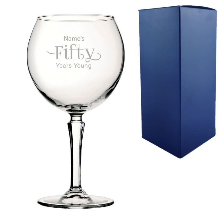 Personalised 50th Birthday Hudson Gin Glass with Name