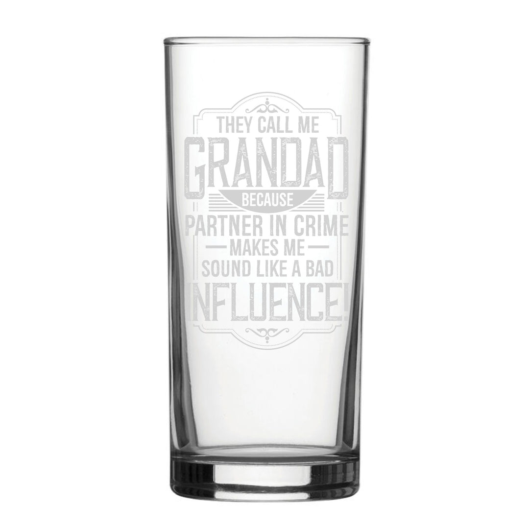 Engraved Novelty Hiball Glass - Partner In Crime Grandad