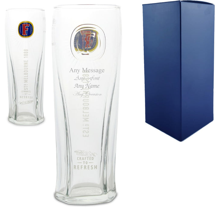 Personalised Fosters Pint Glass with Message