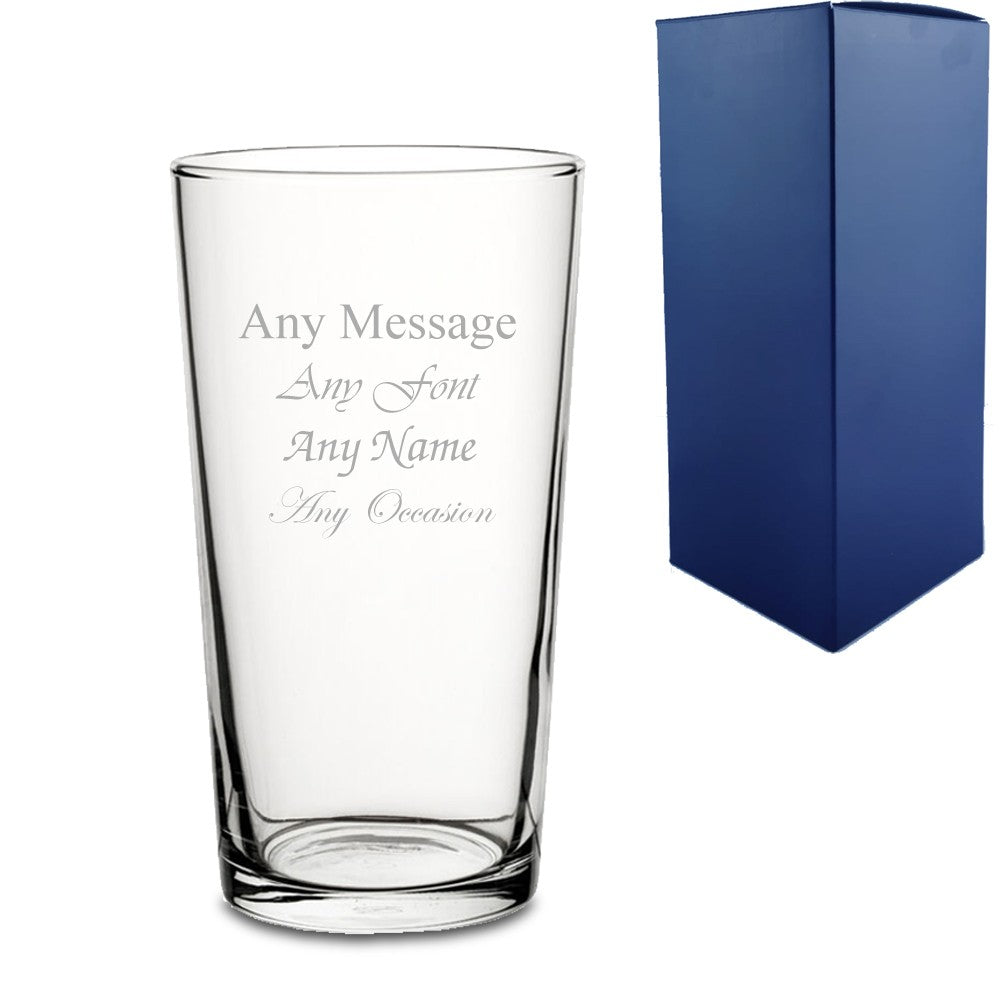 Personalised Engraved Conical Pint Glass with Message