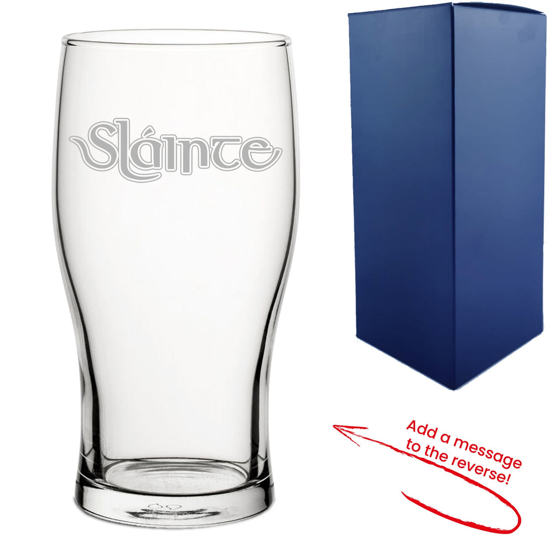 Personalised Slainte Celtic Engraved Pint Glass
