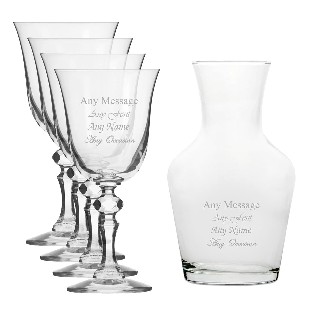 Personalised Crystal Wine Glasses and 500ml Carafe Set