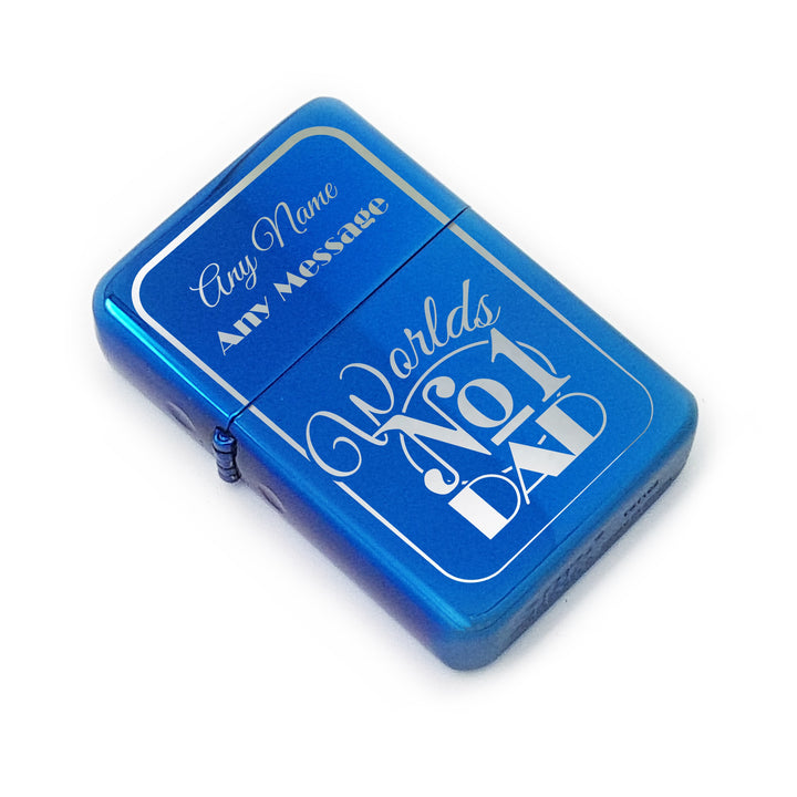 Personalised Blue Engraved Lighter - World&