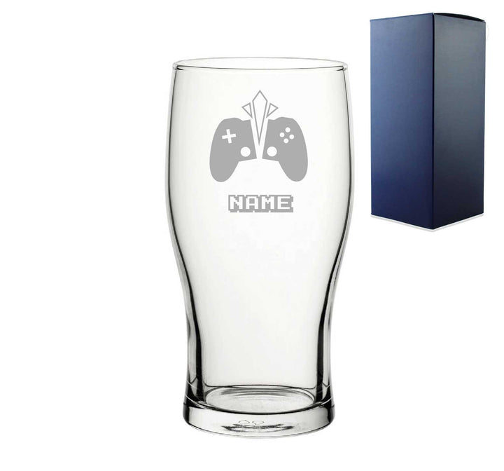 Personalised Gaming Controller Pint Glass with Name