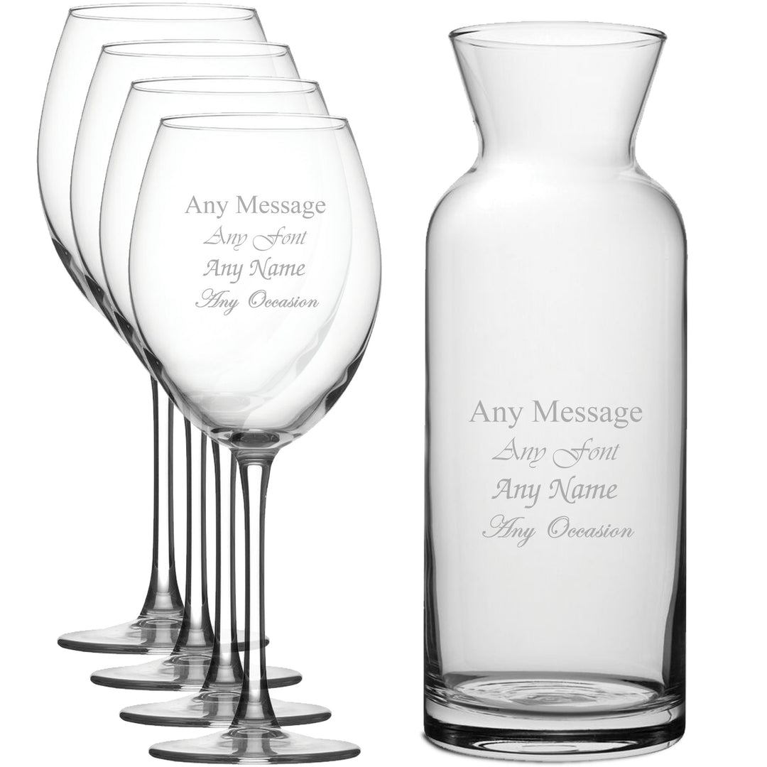 Personalised Enoteca Wine Glasses Set of 4 with Village Carafe