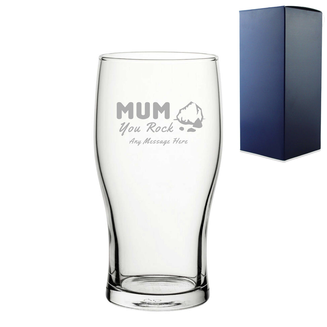 Personalised Engraved Pint Glass 20oz - Mum You Rock