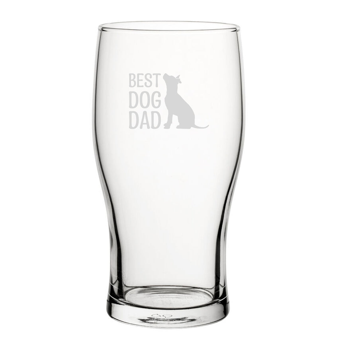 Best Dog Dad Engraved Tulip Pint Glass
