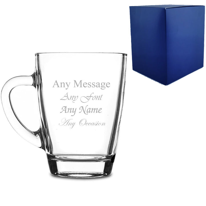 Personalised Engraved 300ml Glass Coffee Cup