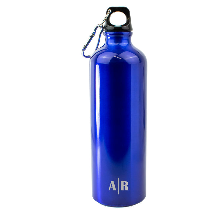 Personalised Blue Aluminium Sports Bottle with Initials