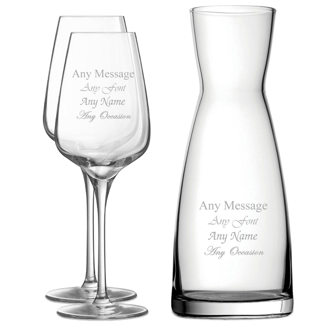Personalised Wine Glasses and Carafe Set (2 Glasses)