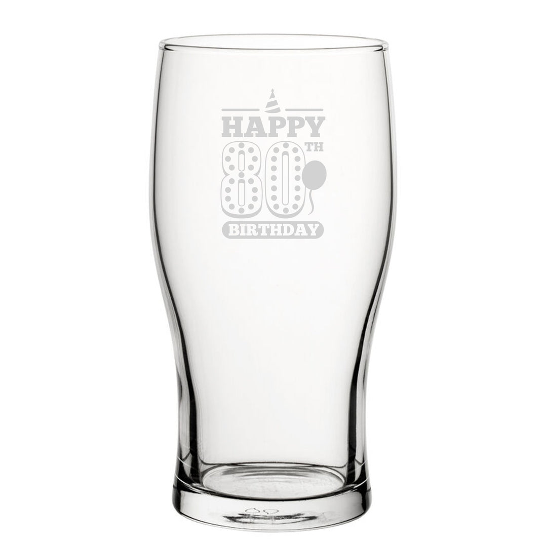 Engraved Tulip Pint Glass – Happy 80th Birthday