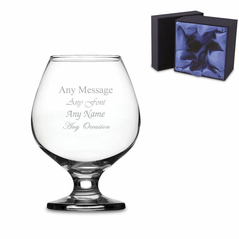 Personalised Engraved Brandy Glass in Satin Lined Gift Box