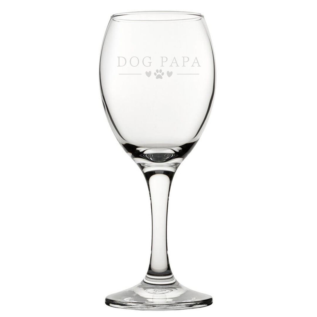 Engraved Dog Papa Novelty Wine Glass
