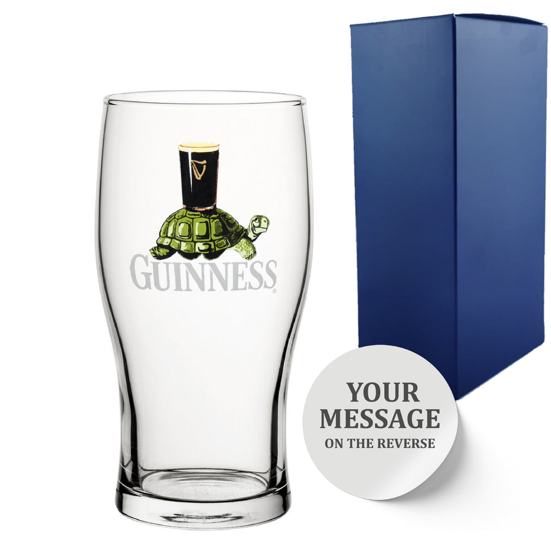 Personalised Guinness Tortoise Pint Glass with Message