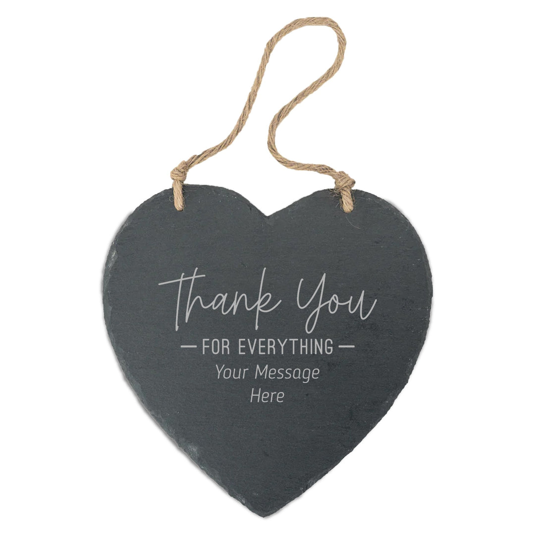 Personalised Hanging Slate Heart - Thank You for Everything