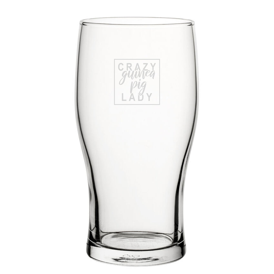 Engraved Tulip Pint Glass - Crazy Guinea Pig Lady