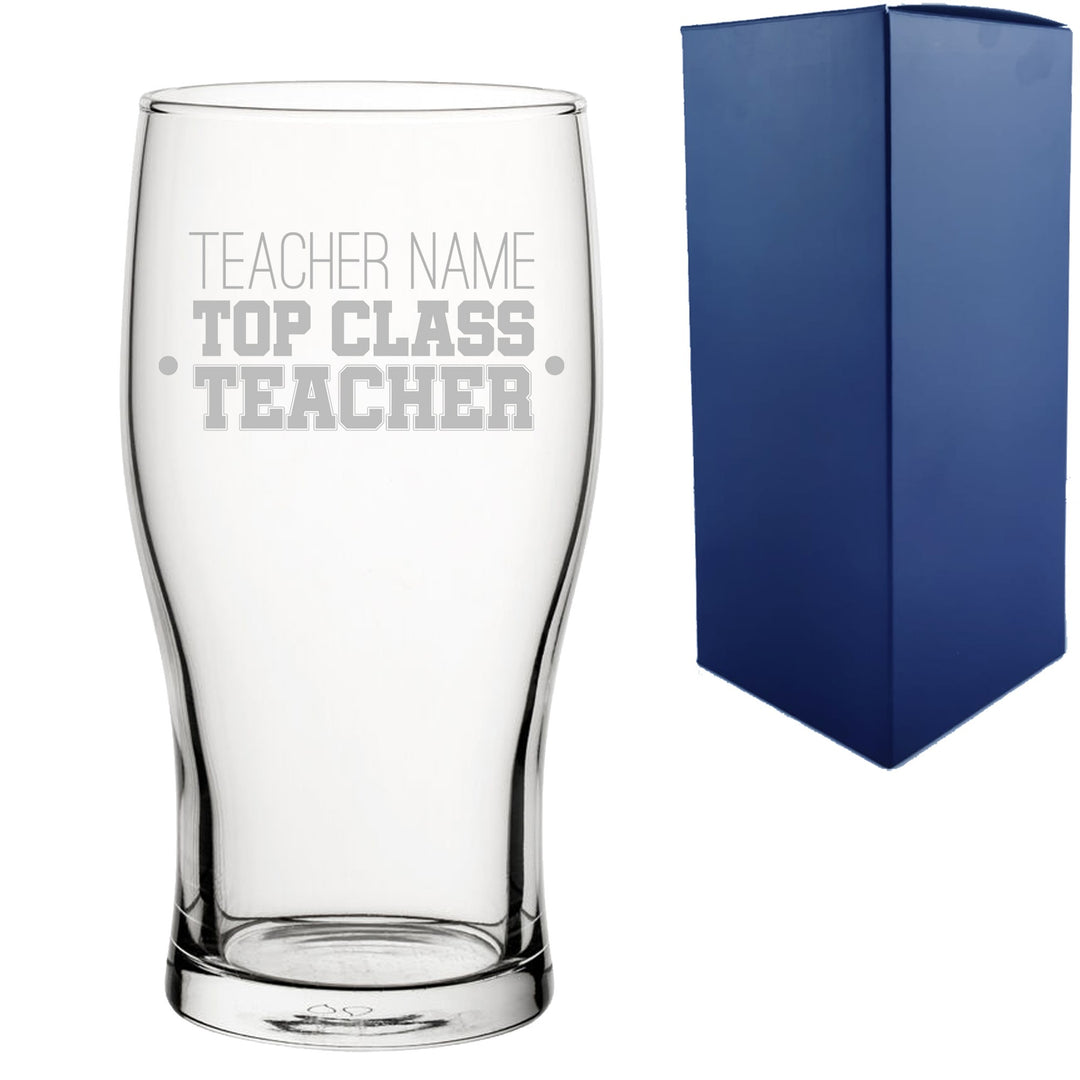 Personalised Top Class Teacher Pint Glass