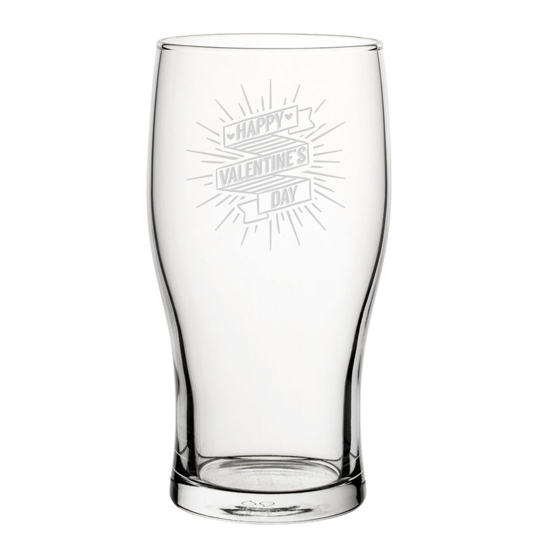 Engraved Tulip Pint Glass - Happy Valentine&