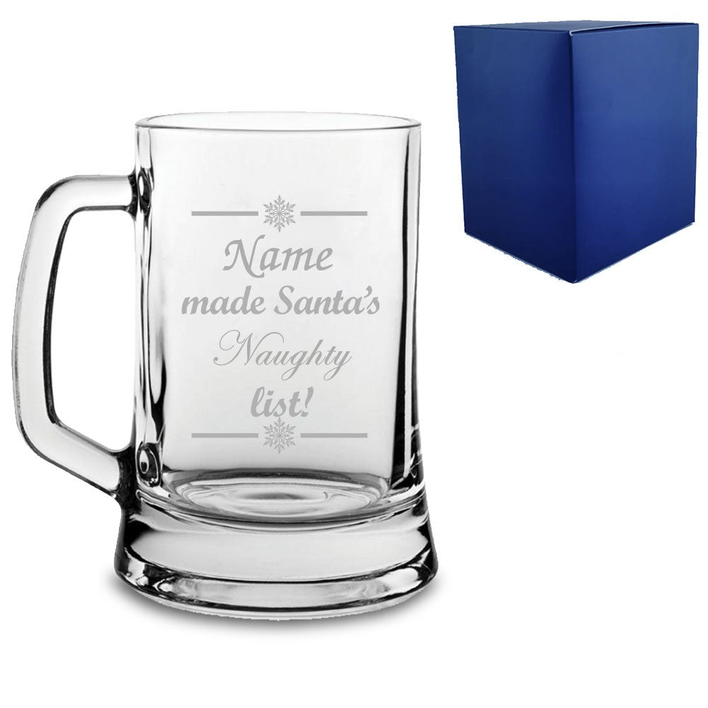 Personalised Naughty or Nice Christmas Tankard with Gift Box