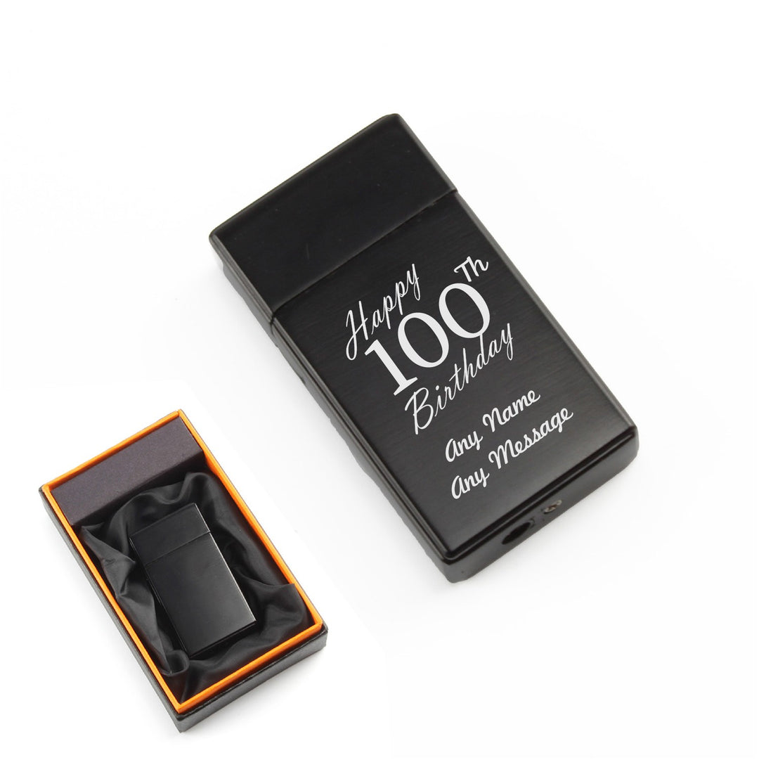 Engraved Jet Gas Lighter - Happy 100th Birthday
