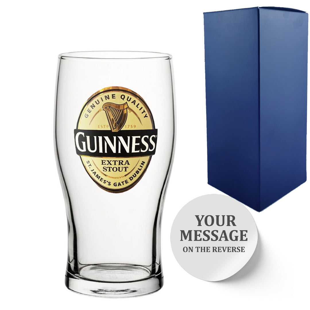 Personalised Guinness Extra Stout Pint Glass with Message