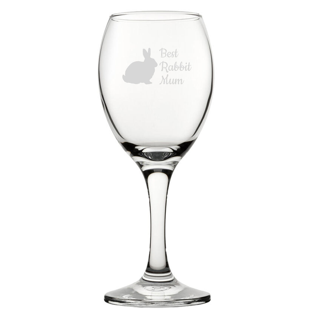 Engraved Novelty Wine Glass - Best Rabbit Mum