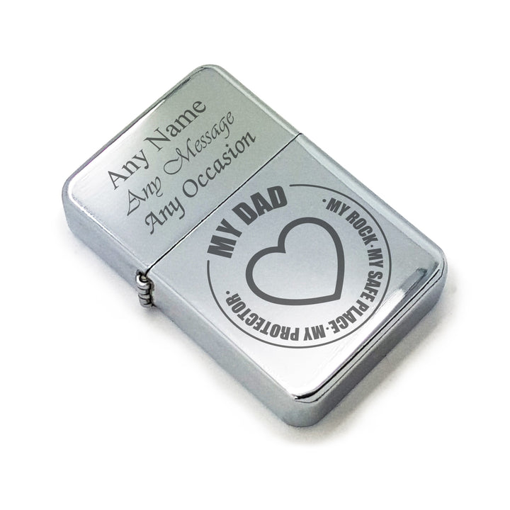 Personalised Steel Lighter with My Dad, My Rock Design