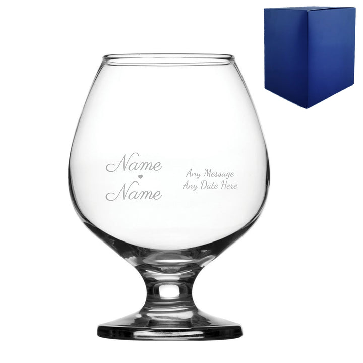 Personalised Wedding Bistro Brandy Glass in Gift Box