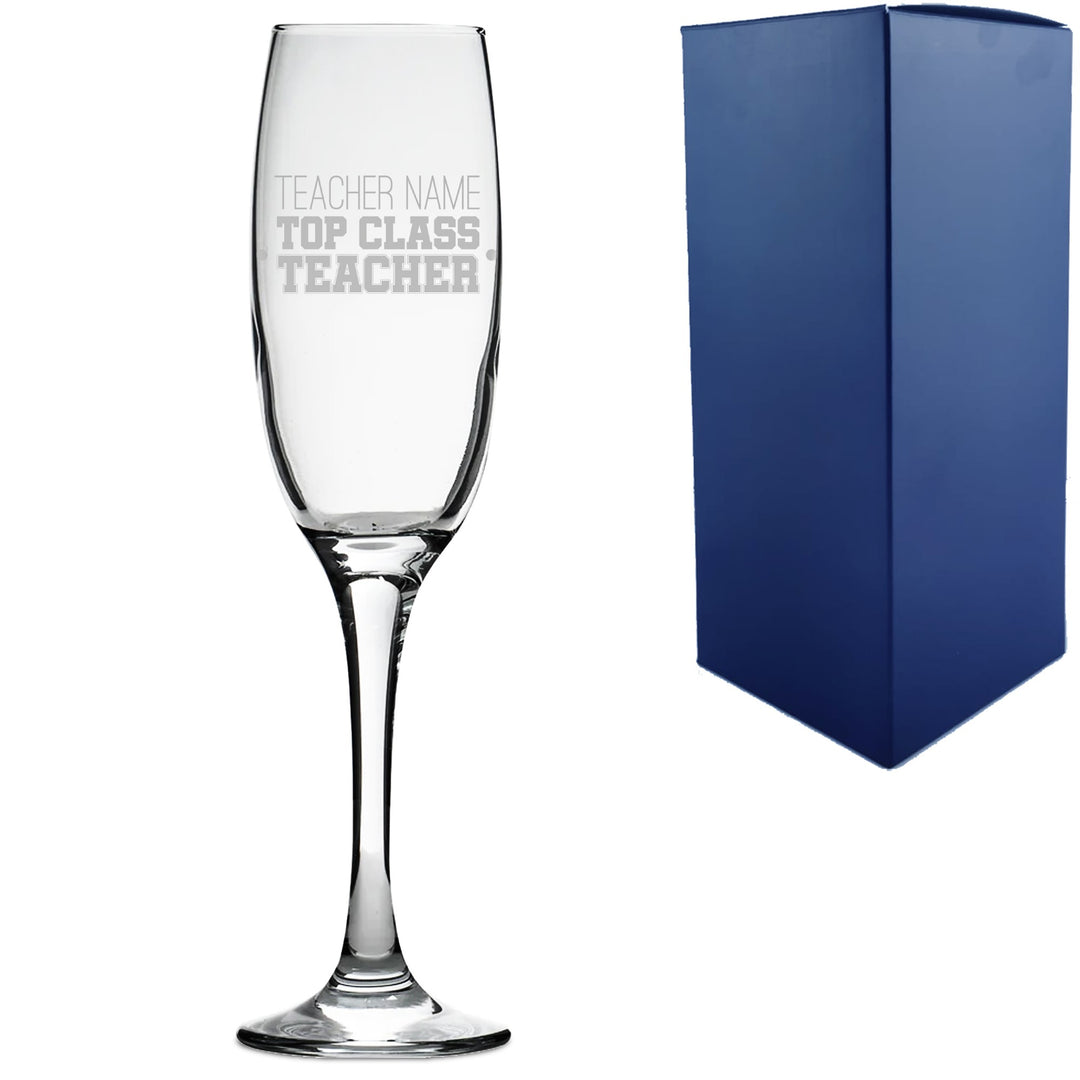Personalised Top Class Teacher Champagne Flute
