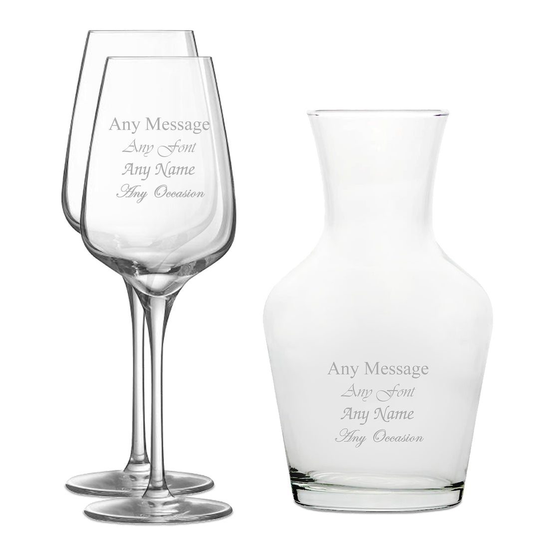 Personalised Wine Glasses &amp; 500ml Carafe Set (2 Glasses)
