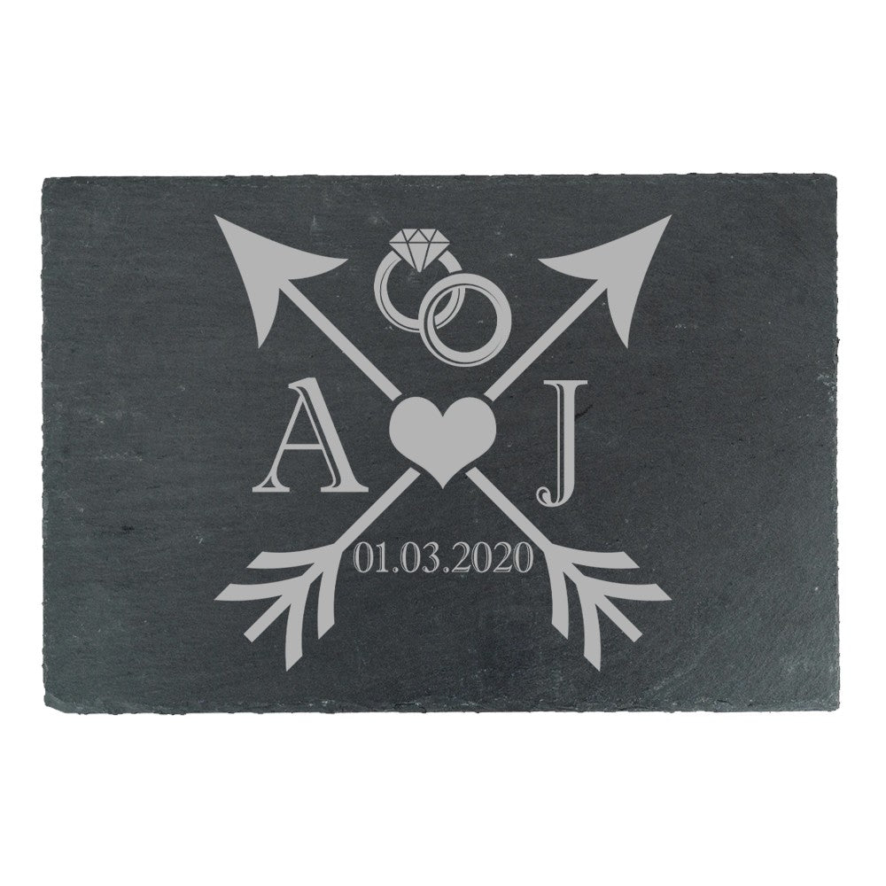 Personalised Wedding Slate Cheeseboard with Initials &amp; Date