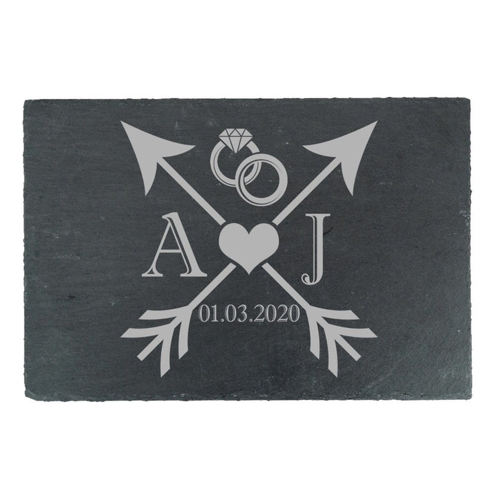 Personalised Wedding Slate Cheeseboard with Initials &amp; Date