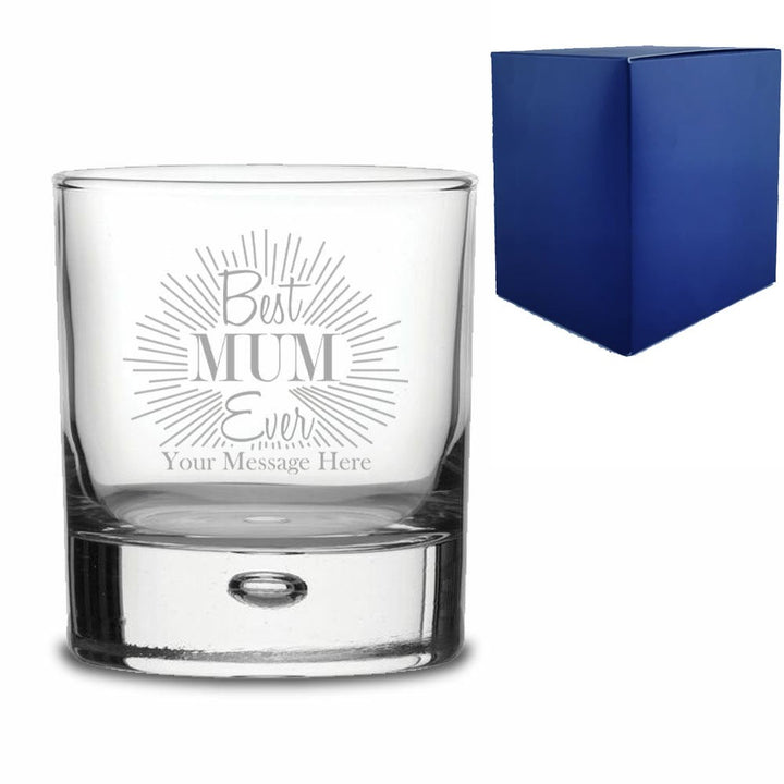 Personalised Best Mum Ever Bubble Whisky Glass Tumbler