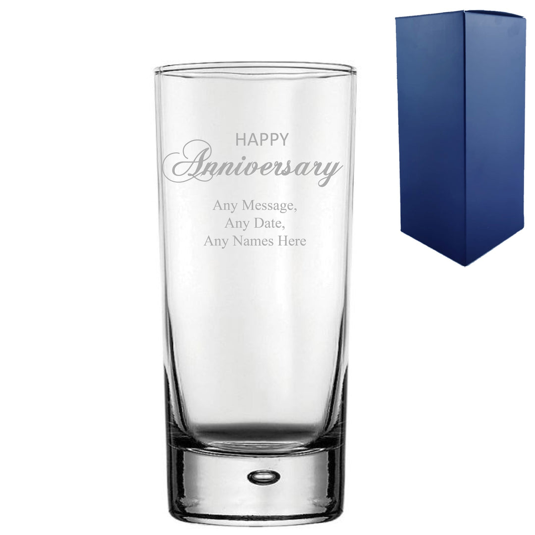 Personalised Anniversary Bubble HiBall Glass Gift Boxed