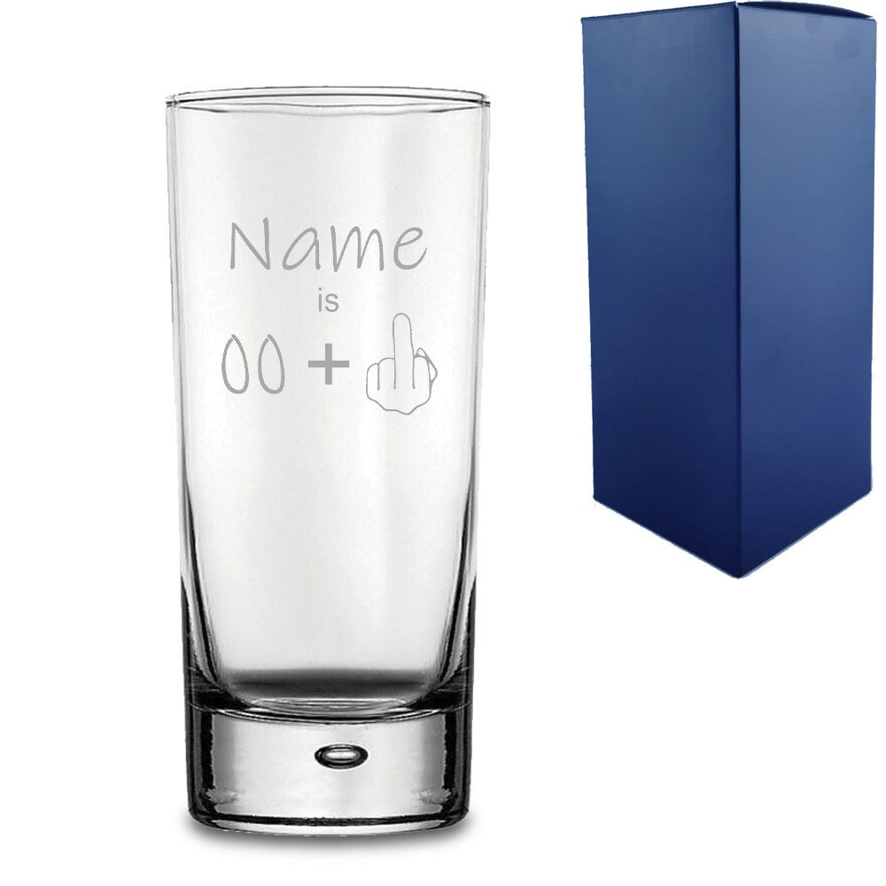 Personalised Funny Bubble Hi Ball Glass with Name &amp; Age