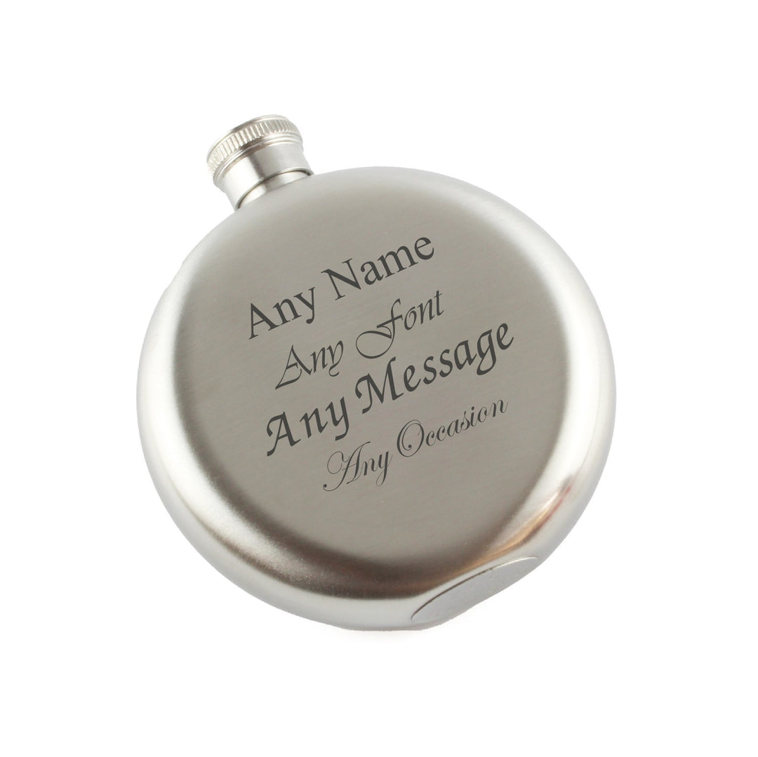 Personalised 5oz Round Stainless Steel Hip Flask