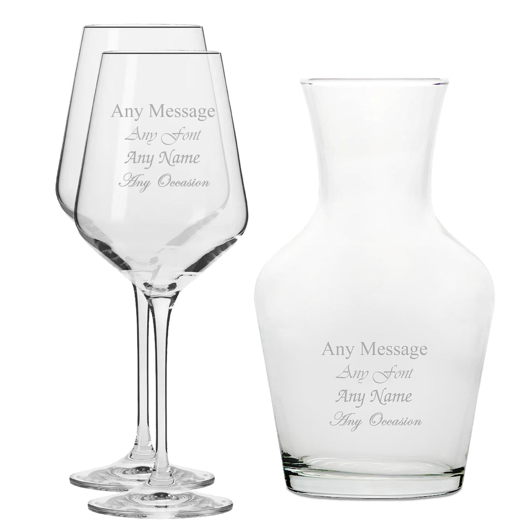 Personalised Infinity Wine Glasses and 1L Carafe Set