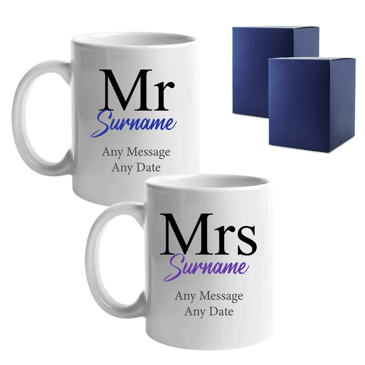 Personalised Mr and Mrs Mug Set in Classic Font
