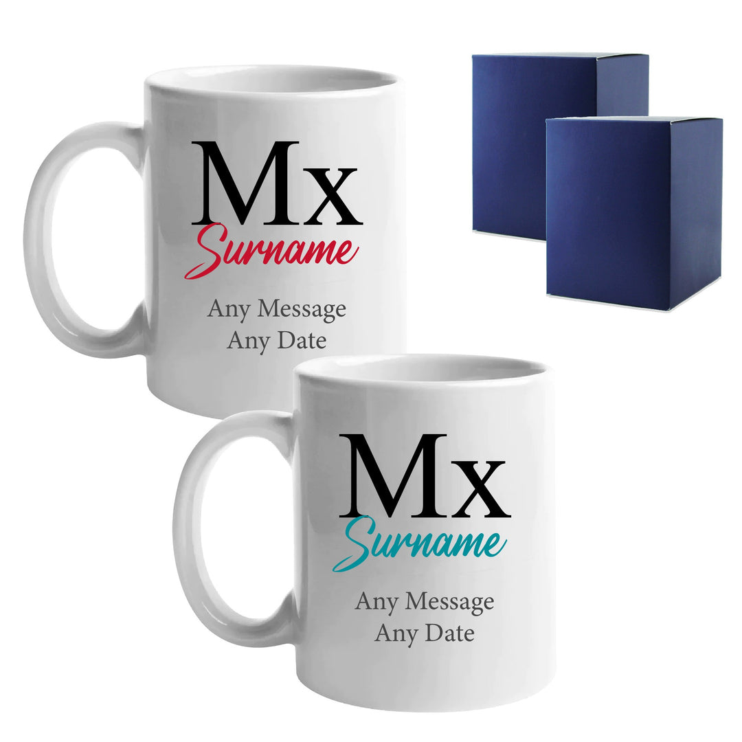 Personalised Gender Neutral Wedding Mug Set