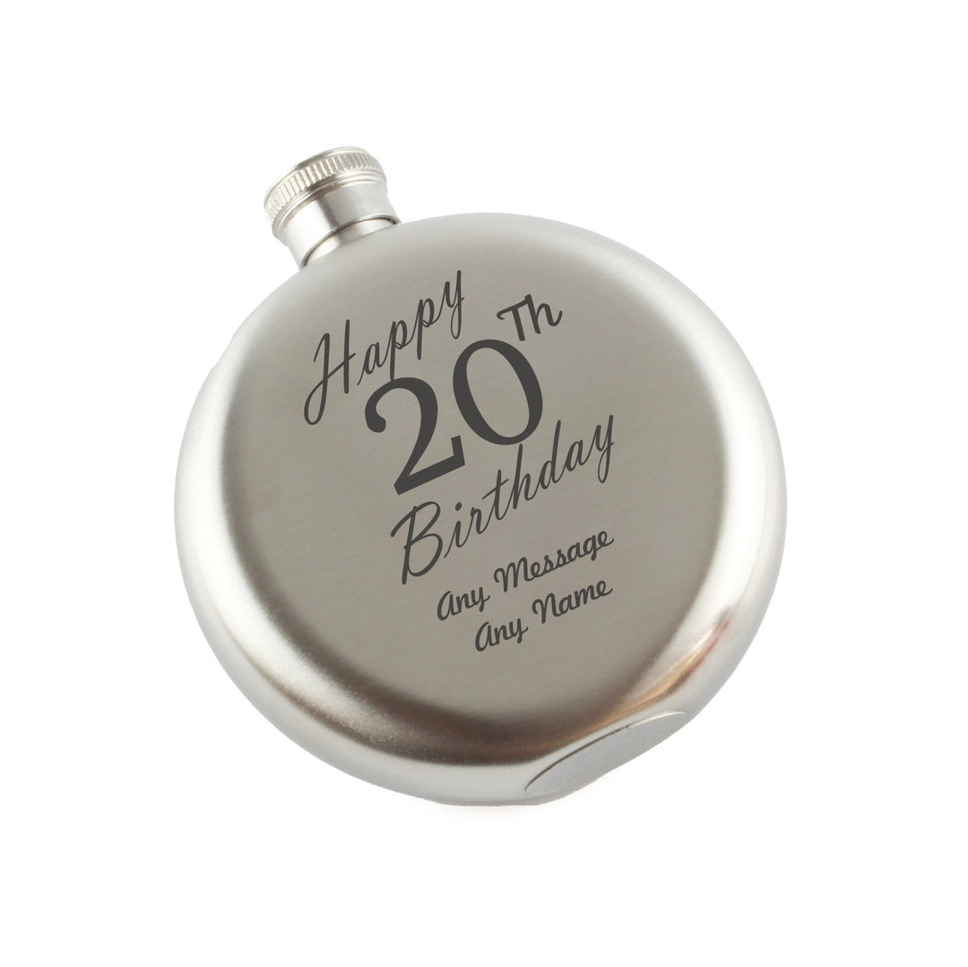 Personalised 5oz Round Steel Hip Flask