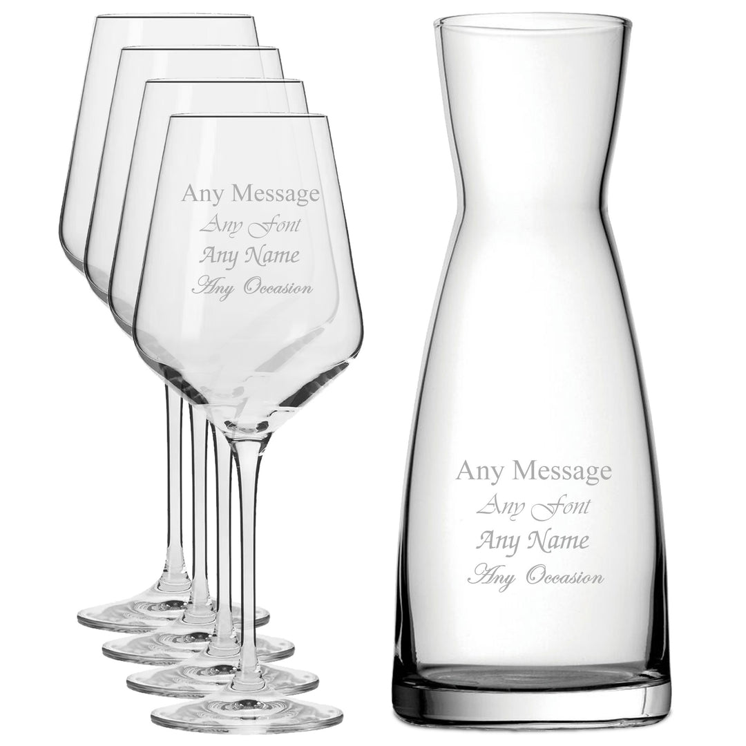 Personalised Infinity Wine Glasses and Contemporary Carafe Set