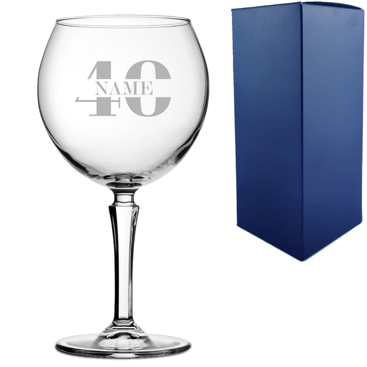 Personalised Hudson Gin Balloon Glass - Age &amp; Name Design