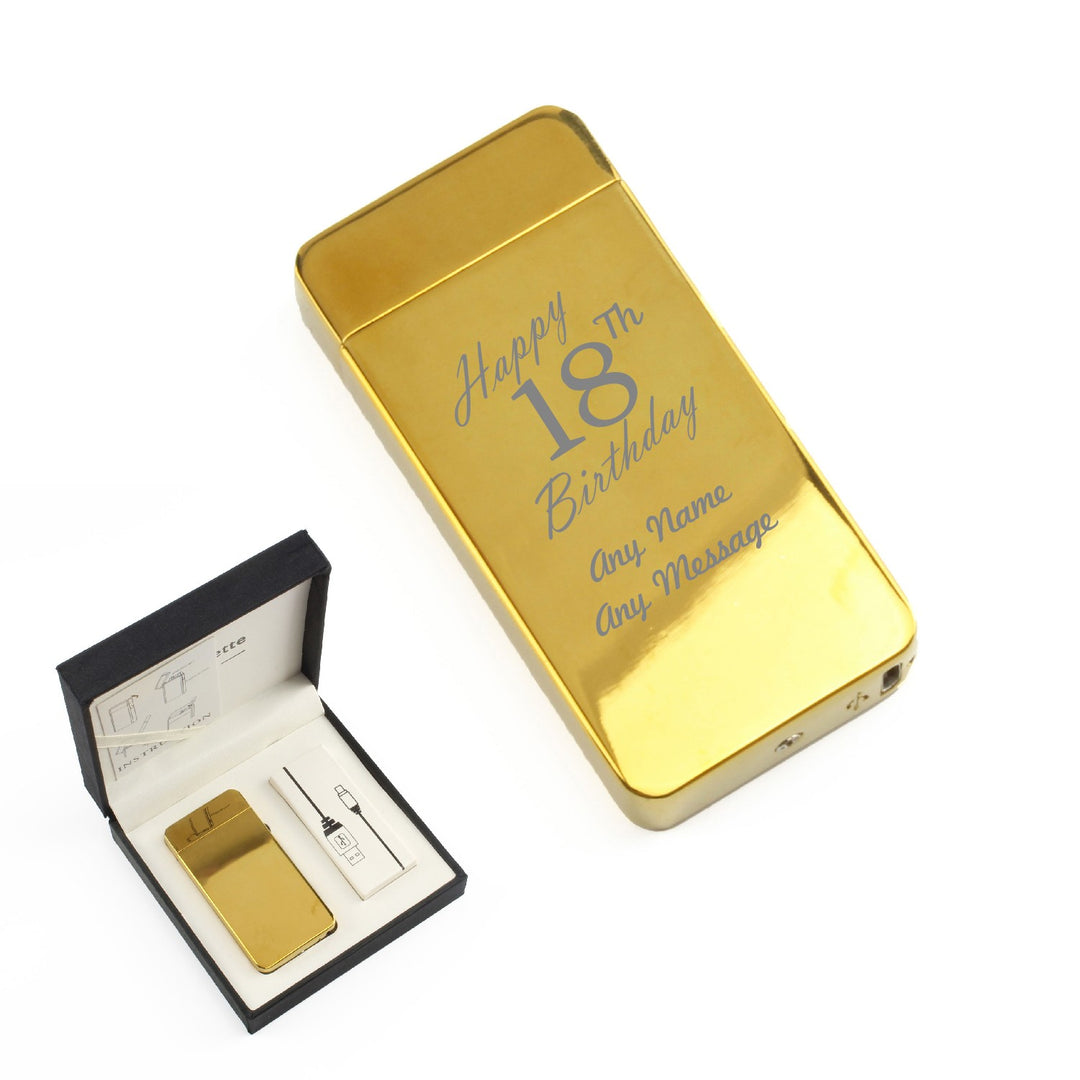 Personalised Gold Electric Arc Lighter in Gift Box
