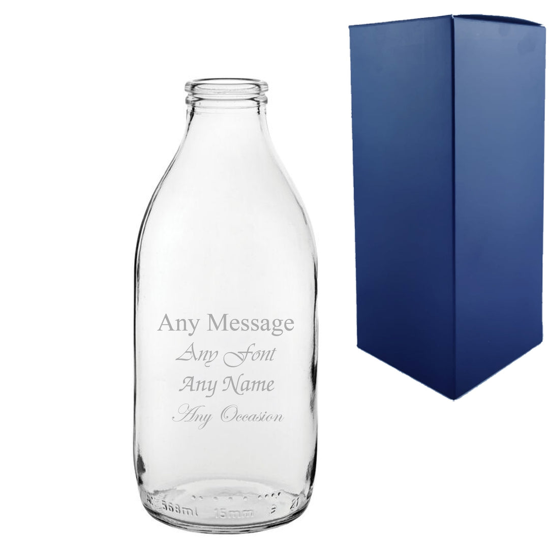 Personalised Engraved Glass Milk Bottle Cocktail Glass 591ml