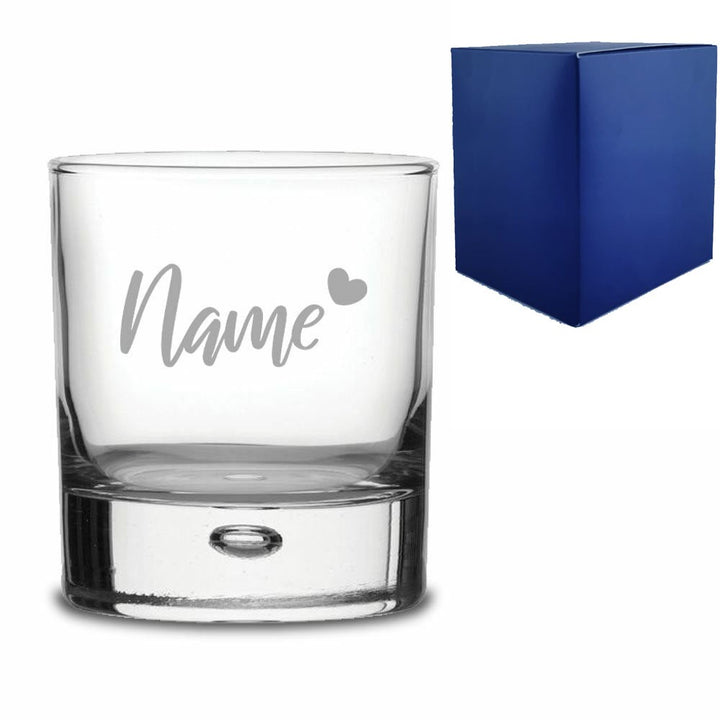 Personalised Bubble Whisky Glass Tumbler with Heart