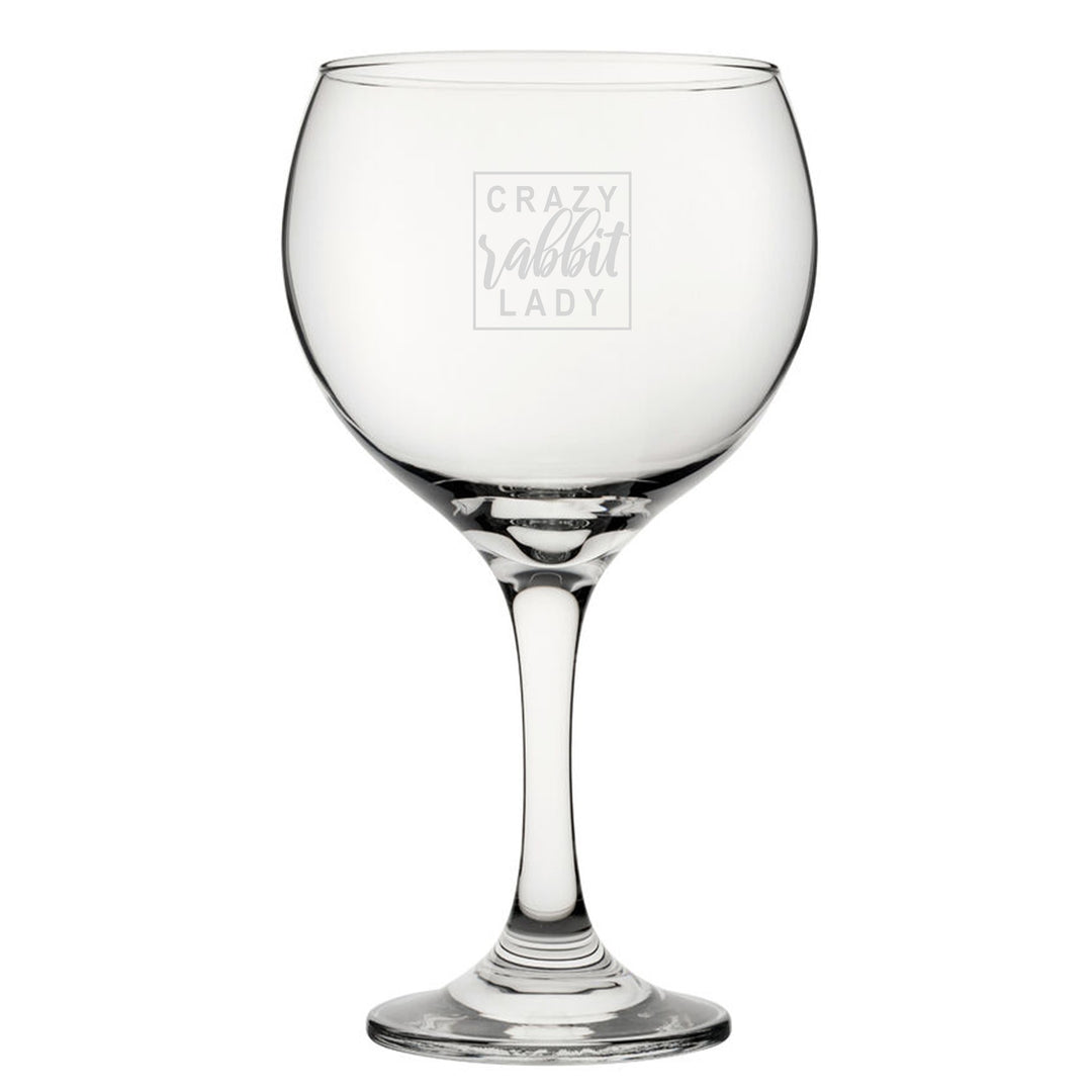 Engraved Crazy Rabbit Lady Gin Balloon Glass