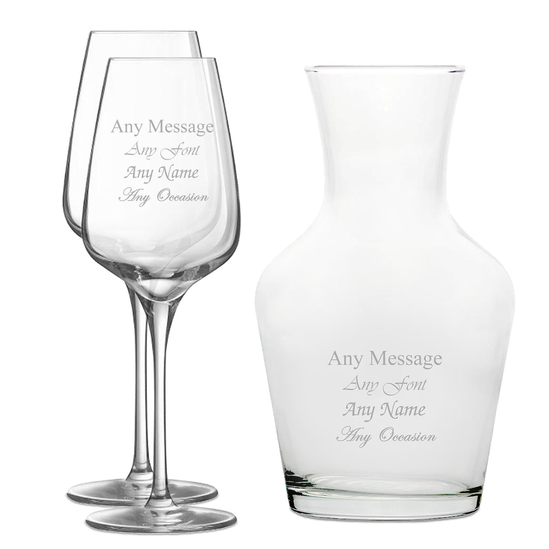 Personalised Wine Glasses and 1L Carafe Set (3 Pieces)