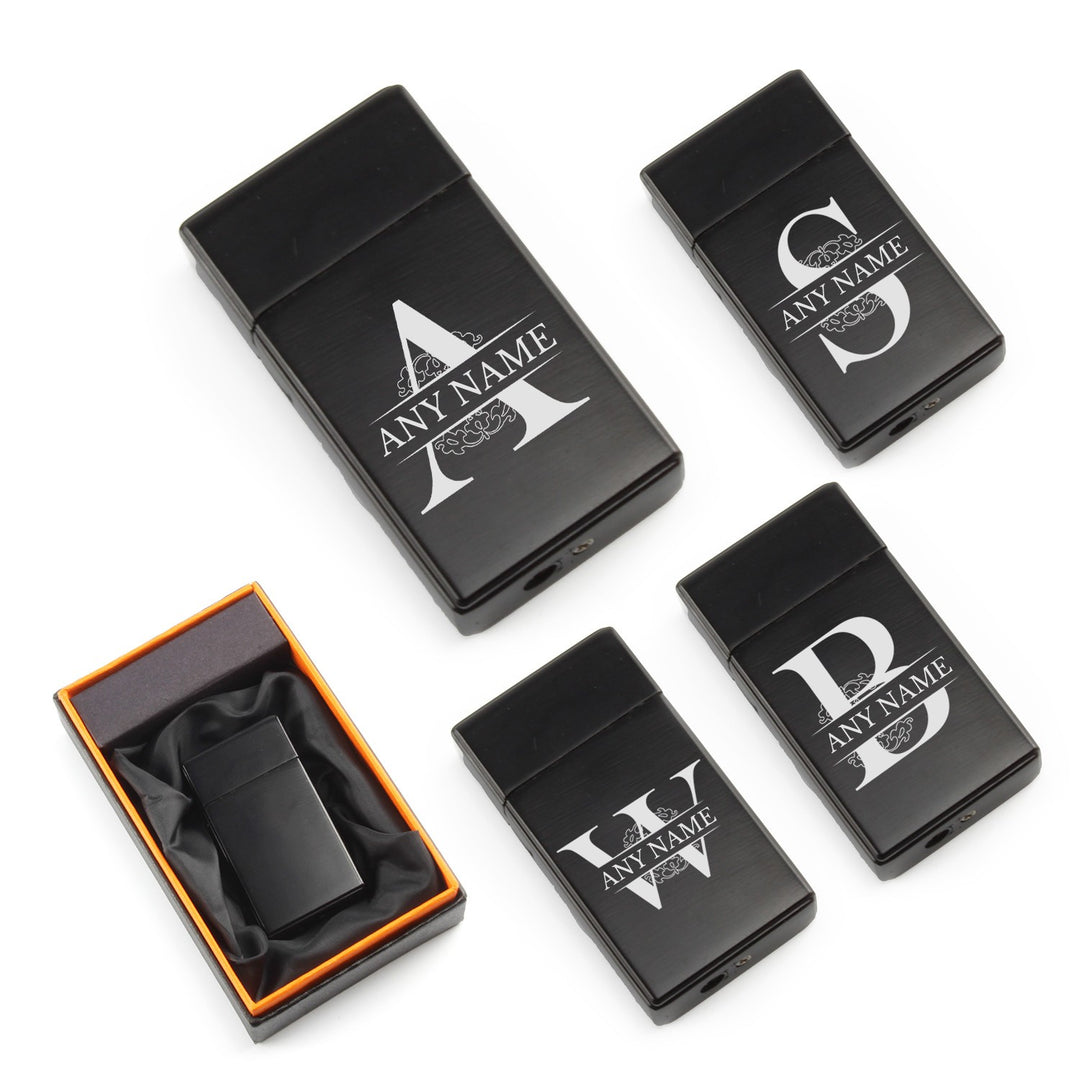 Personalised Black Jet Torch Lighter with Initial