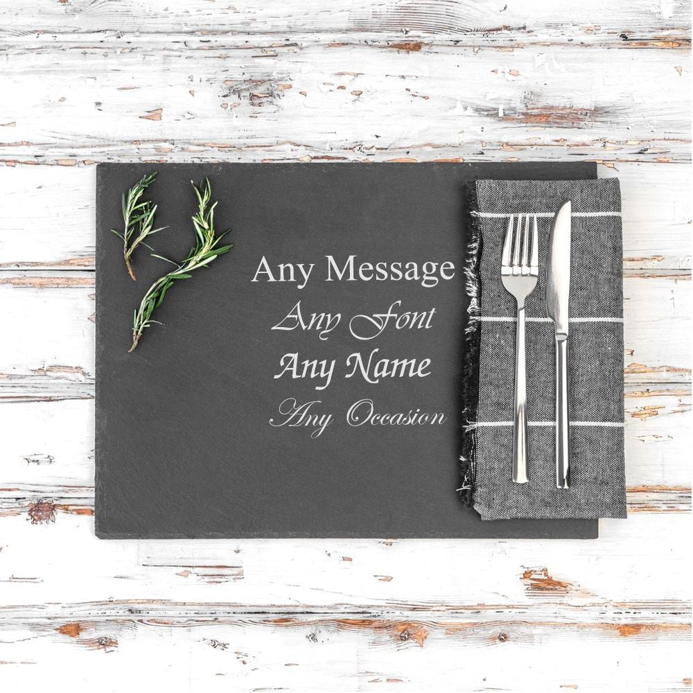 Personalised Engraved Slate Placemat &amp; Serving Platter