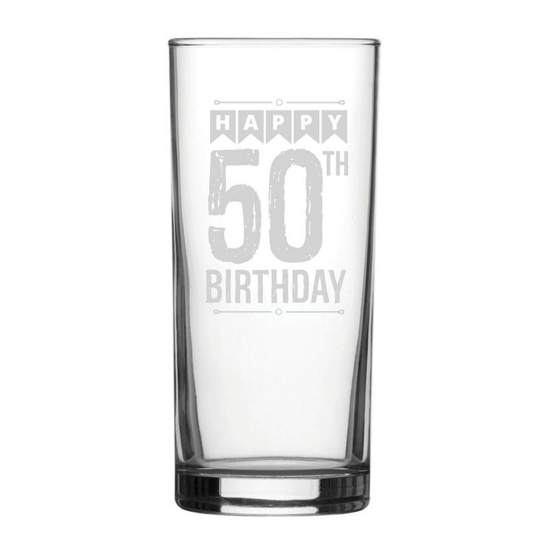Engraved HiBall Glass - Happy 50th Birthday